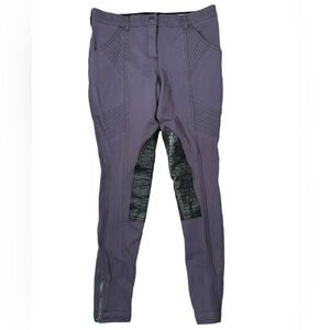 GhoDho Womens Purple & Black Leather Knee Patch Equestrian Riding Breeches EU 30